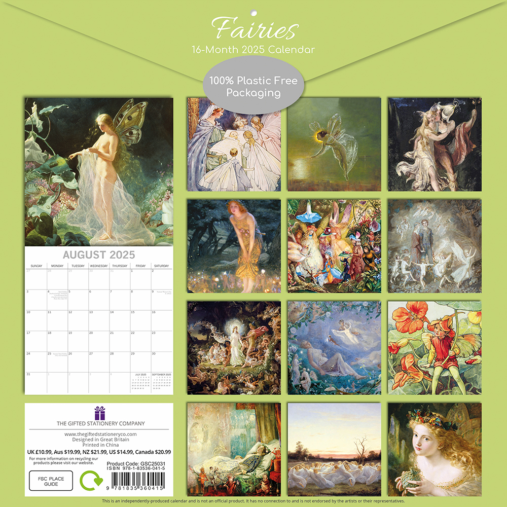 2025 Square Wall Calendar Fairies Wholesale Stationery
