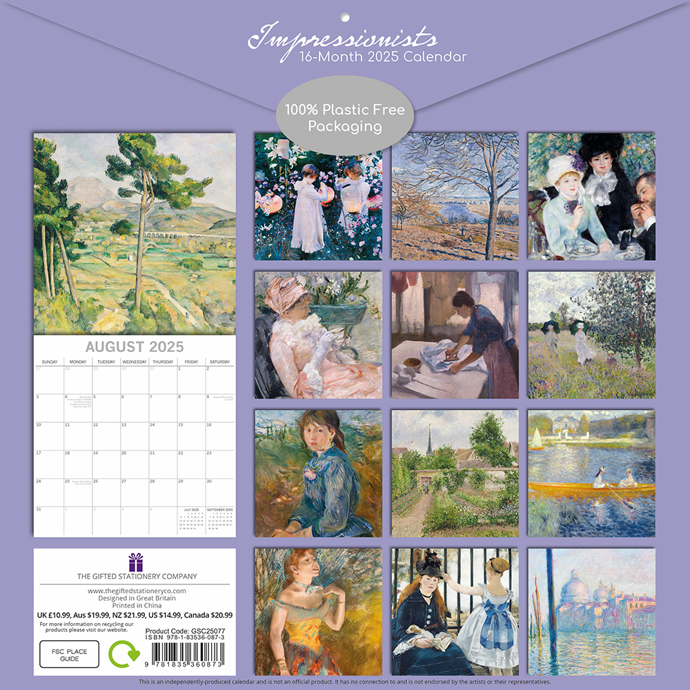 2025 Square Wall Calendar Impressionists Wholesale Stationery