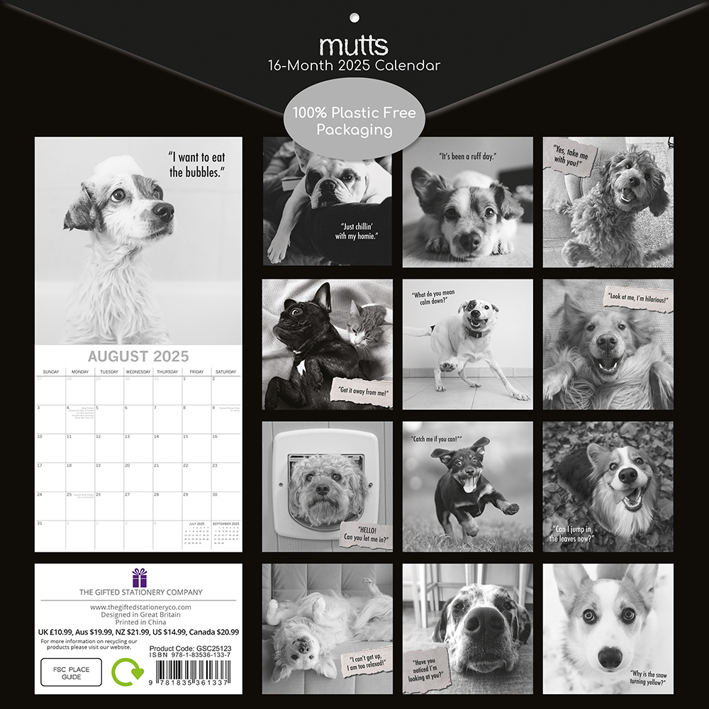 2025 Square Wall Calendar Mutts Wholesale Stationery