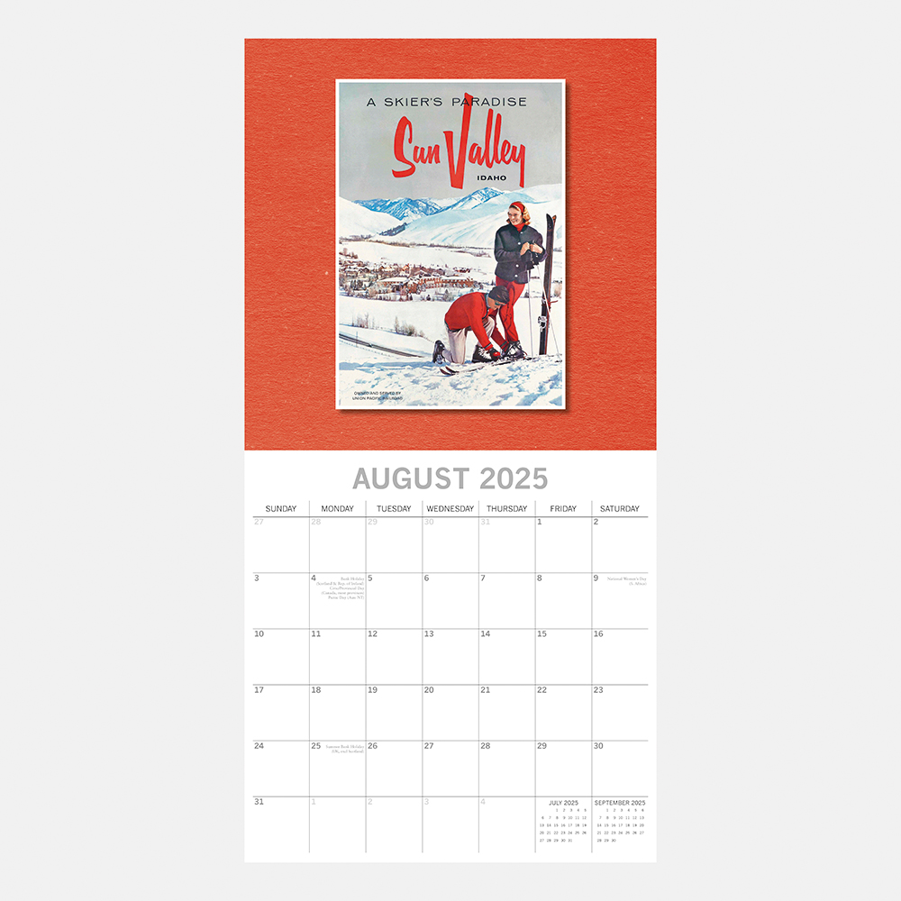 2025 Square Wall Calendar Vintage Skiing Posters Wholesale Stationery