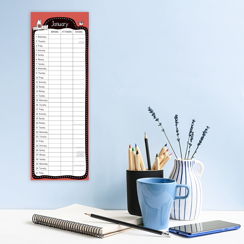 2025 Slimline Calendar - Family Home Organiser | Wholesale Stationery