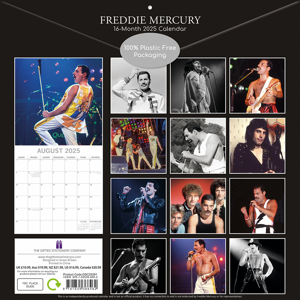 2025 Square Wall Calendar Freddie Mercury Wholesale Stationery