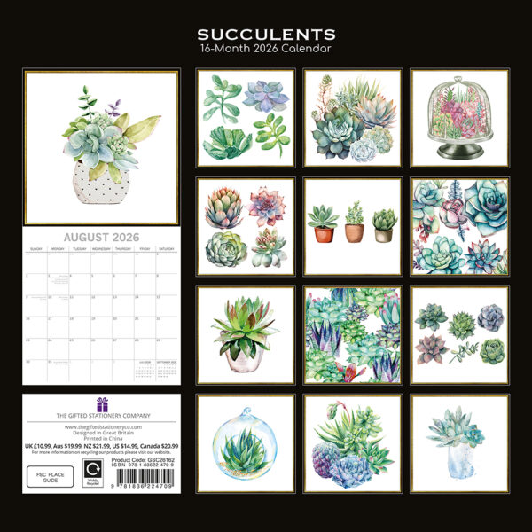 2026 Square Wall Calendar - Succulents - Image 4