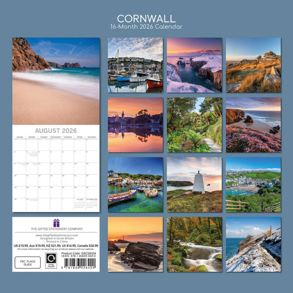 2026 Square Wall Calendar - Cornwall - Image 4
