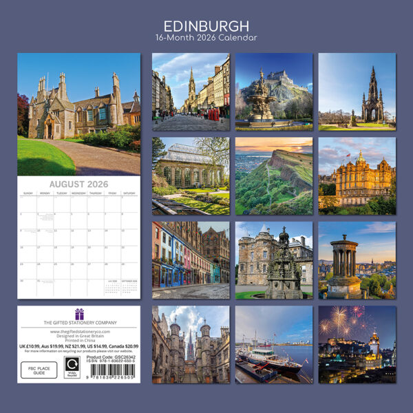 2026 Square Wall Calendar - Edinburgh - Image 4