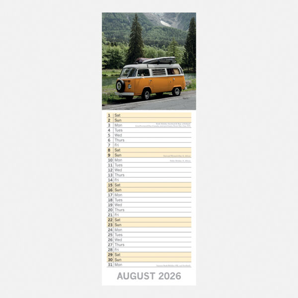 2026 Slimline Calendar - Camper Vans - Image 3