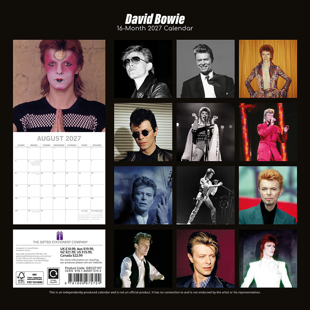2027 Square Wall Calendar - David Bowie - Image 2
